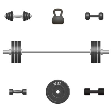 3D spor ekipmanları seti, vektör illüstrasyonu.