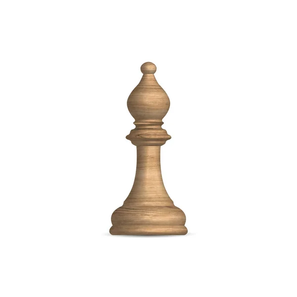 Houten wit schaakstuk bisschop, vectorillustratie. — Stockvector