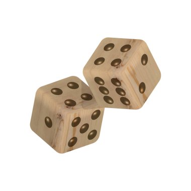 3d ahşap zarlar, vektör illüstrasyonu.