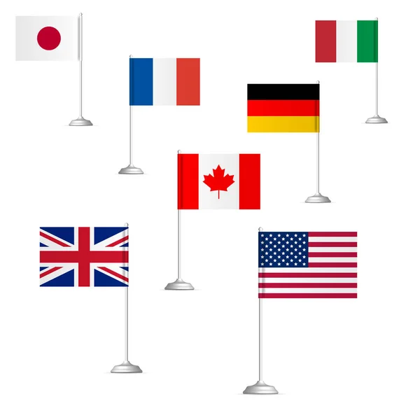 Flaggen der Länder der Großen Sieben, Vektorillustration. — Stockvektor