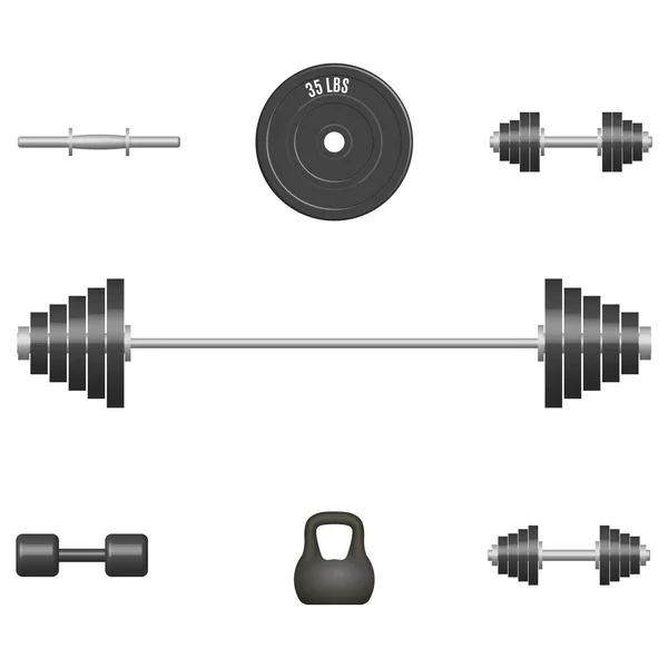 Комплект Спортивного Инвентаря Элементы Дизайна Тренажерного Зала Фитнес Зал Вид — стоковый вектор