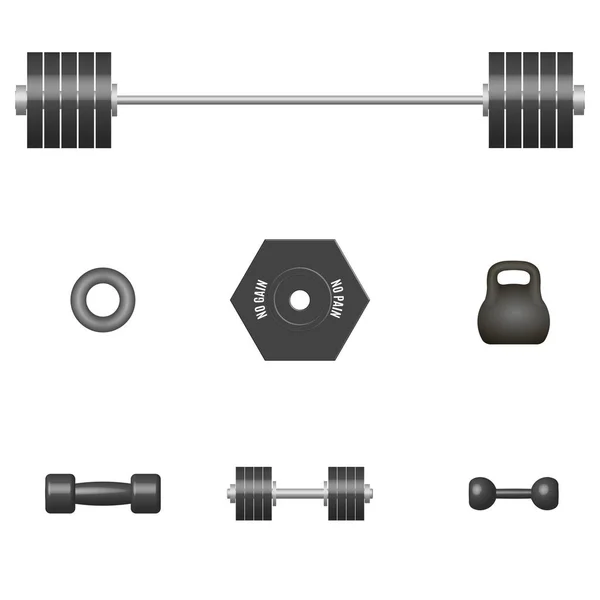 Set Von Sportgeräten Elements Design Für Fitnessraum Und Fitnessraum Frontansicht — Stockvektor