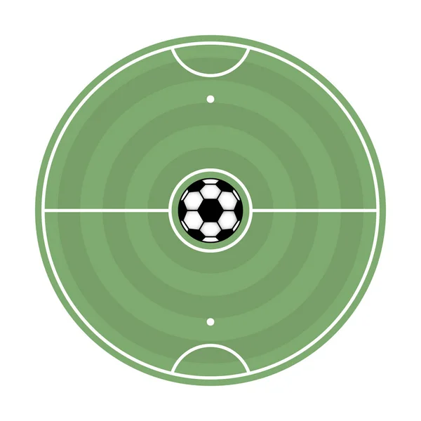 Rundes Fußballfeld Mit Markup Und Ball Vektorillustration — Stockvektor