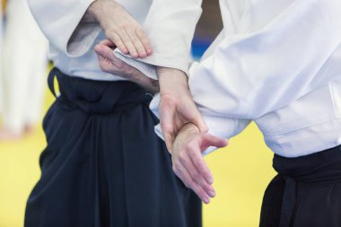 İki insan Aikido pratik