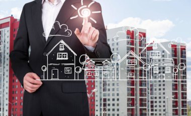 iş adamı bir ev çizim