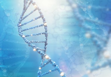 Renkli arka plan üzerinde DNA sarmalı. 3D çizim