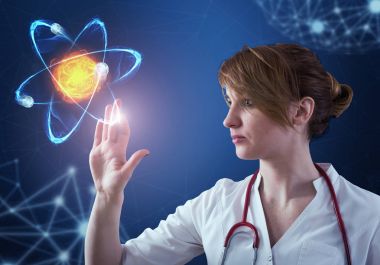 Yenilikçi teknolojileri bilim ve tıp. 3D çizim öğeleri kolaj