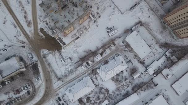 Vista aérea del sitio de construcción y desarrollo — Vídeos de Stock