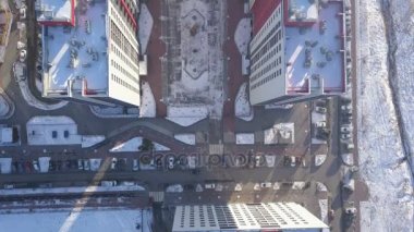 Kış manzara şehir bölgesinde hava görüntüleri