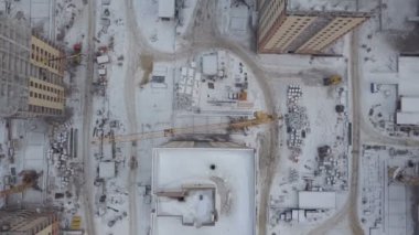 İnşaat ve geliştirme sitesinin havadan görünümü