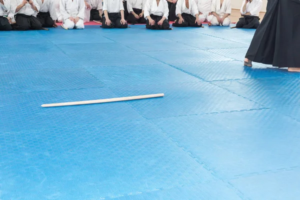 Lidé v kimonu na výcvikovém semináři bojových umění — Stock fotografie