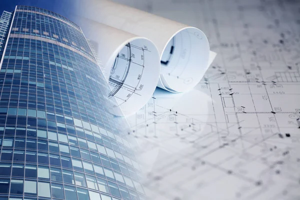 İnşaat planları, binalar kolaj