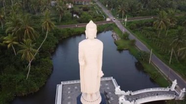 Aerial footage of Buddha Statue - Tsunami Memorial in Peraliya