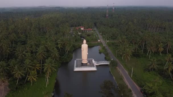 Aerial footage of Buddha Statue - Tsunami Memorial in Peraliya — Stockvideo
