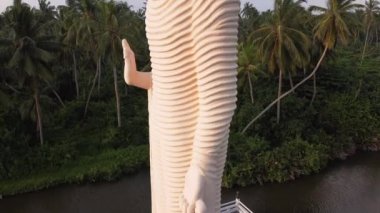 Aerial footage of Buddha Statue - Tsunami Memorial in Peraliya