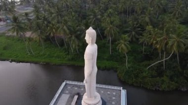 Aerial footage of Buddha Statue - Tsunami Memorial in Peraliya