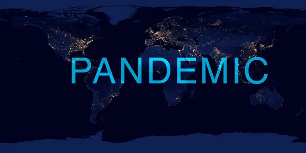 Coronavirus pandemic on night world map. COVID-19 infection concept. Elements of this image furnished by NASA. — Stock Photo, Image