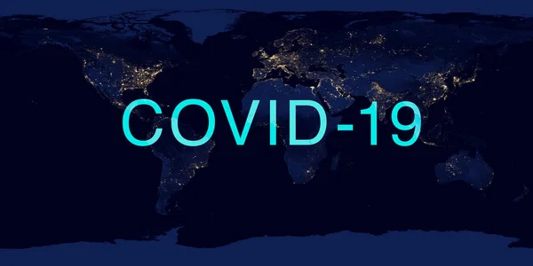 Coronavirus pandemic on night world map. COVID-19 infection concept. Elements of this image furnished by NASA.