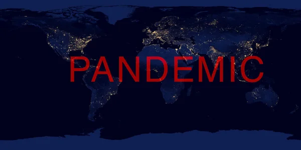 Koronavirová pandemie na noční mapě světa. Koncept infekce COVID-19. Prvky tohoto snímku poskytla NASA. — Stock fotografie
