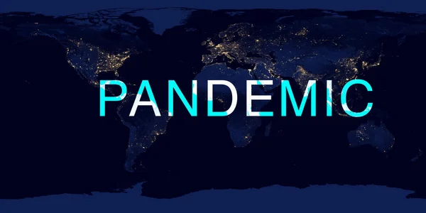 Koronavirová pandemie na noční mapě světa. Koncept infekce COVID-19. Prvky tohoto snímku poskytla NASA. — Stock fotografie