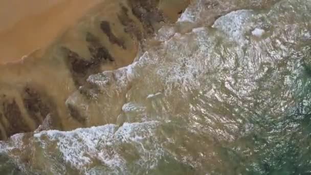 Vue aérienne sur la plage de sable tropical et l'océan bleu — Video