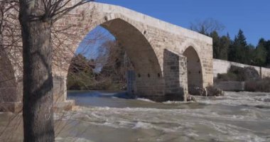 Türkiye 'nin Aspendos kentindeki kemer köprüsü