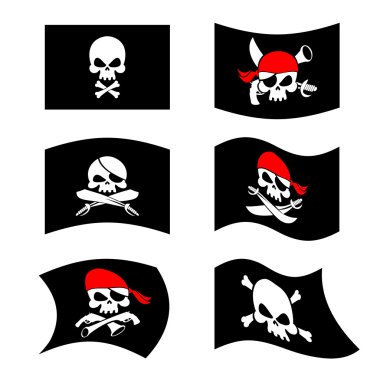 Jolly Roger. Korsan bayrağı. Kafatası ve kemiklerin. iskelet kafasından