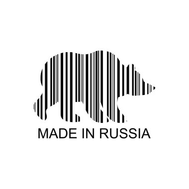 Ayı barkod ürünler Rusya için. Vahşi hayvan bar kod. Logo f
