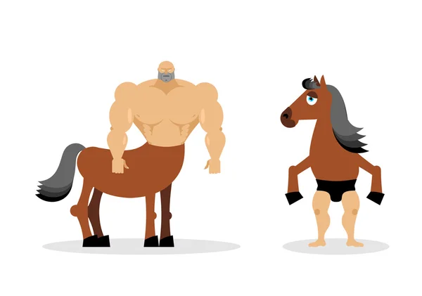 Κένταυρος μυθικό πλάσμα. Μισός άλογο μισό πρόσωπο. Αθλητικά creatu — Διανυσματικό Αρχείο