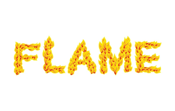 Llama. Tipografía de fuego. Quemando cartas. letras ardientes — Archivo Imágenes Vectoriales