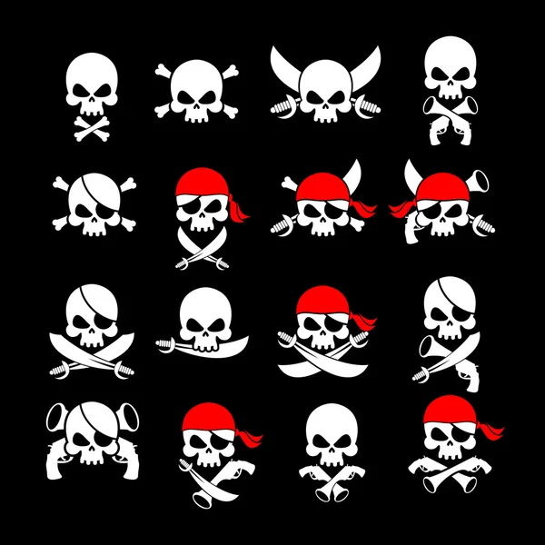 Jolly Roger. Bandera pirata. Cráneo y huesos cruzados. cabeza de esqueleto en — Archivo Imágenes Vectoriales