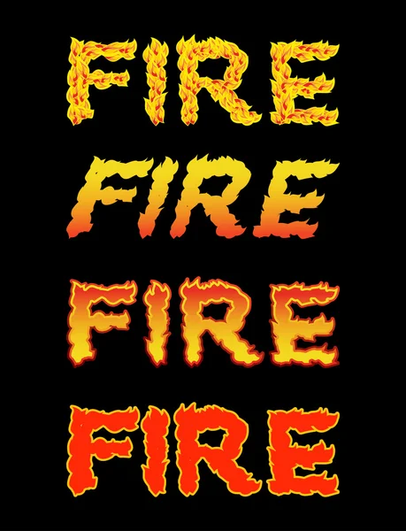 Φωτιά κείμενο. Φλόγα τυπογραφία. Κάψιμο γράμματα. φλογερά γράμματα — Διανυσματικό Αρχείο