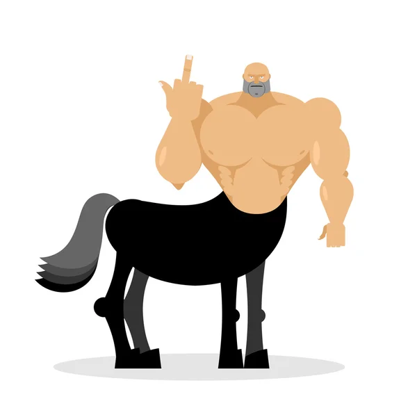 Angry centaur shows fuck. Magic bully. Angry mythical character. — Stock Vector