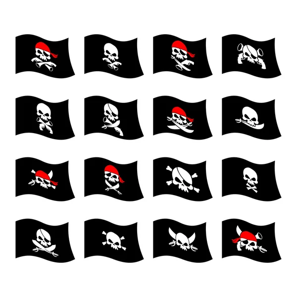 Jolly Roger. Pirátská vlajka. Lebka a zkřížené hnáty. Kostra hlavy v — Stockový vektor