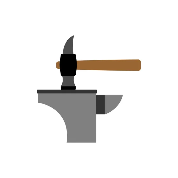 Hammer and anvil. smith tools. Accessory blacksmithing — Stock Vector