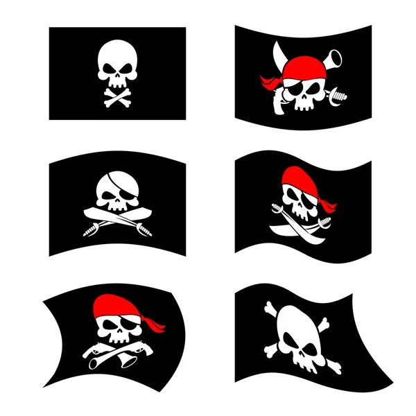 Jolly Roger. Pirátská vlajka. Lebka a zkřížené hnáty. Kostra hlavy v — Stockový vektor