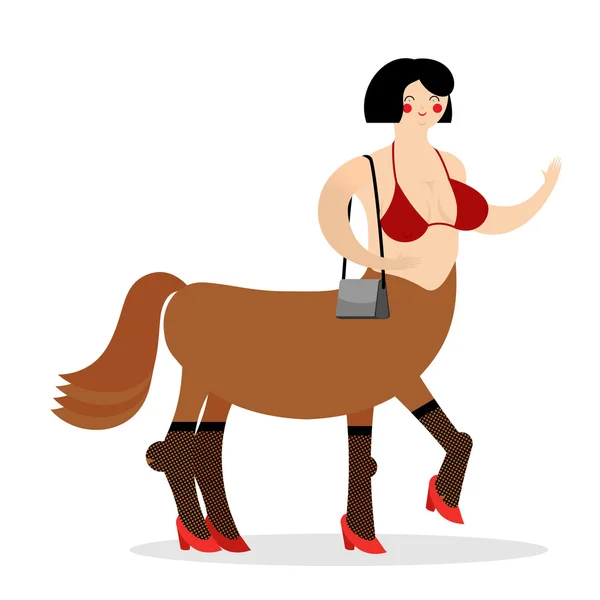 Centaur prostitute. Woman horse. Mythical whore — Stock Vector