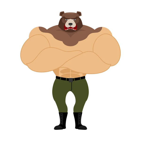 남자 곰입니다. 강력한 강력한 야생 악한 동물 큰 근육입니다. 죽인다 — 스톡 벡터