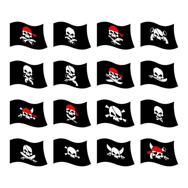 Jolly Roger. Vlag piraat. Skull and crossbones. skelet hoofd in — Stockvector