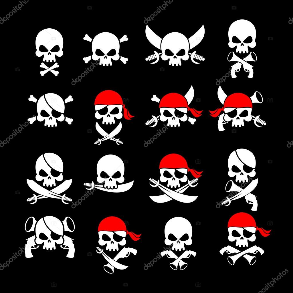 Jolly Roger. Pirate flag. Skull and crossbones. skeleton head in