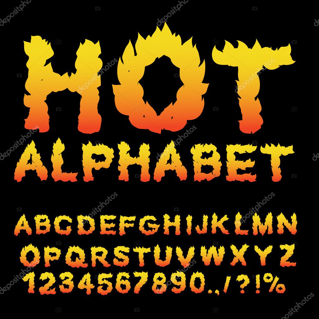 hot alphabet flame font fiery letters burning abc fire typog flame font