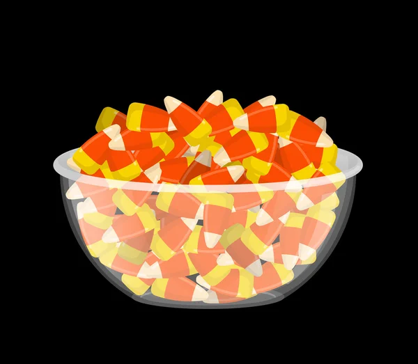 Cuenco y maíz dulce. Dulces en el plato. Golosinas tradicionales para Hal — Archivo Imágenes Vectoriales