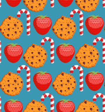 Tatlı desen. Kurabiye ve nane li süs. Çilek sırt g