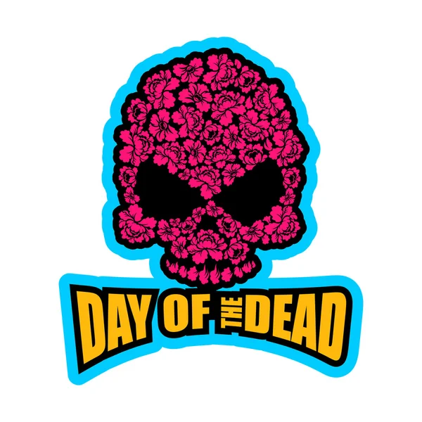 Teschio di fiori per il Giorno dei Morti. Testa di scheletro per nazionale — Vettoriale Stock
