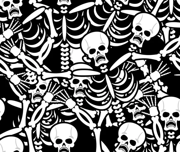 Sinners seamless pattern. Skeleton in Hell background. Ornament — Stock Vector