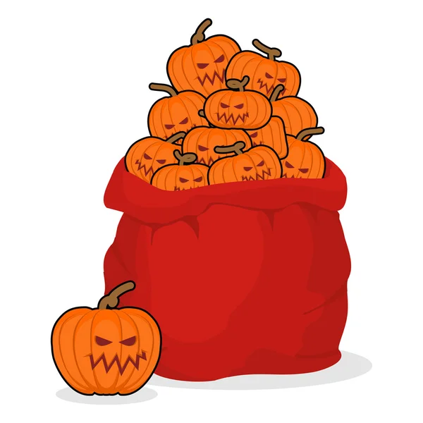 Sacchetto zucche spaventose per Halloween. Sacco pieno di verdure per te — Vettoriale Stock