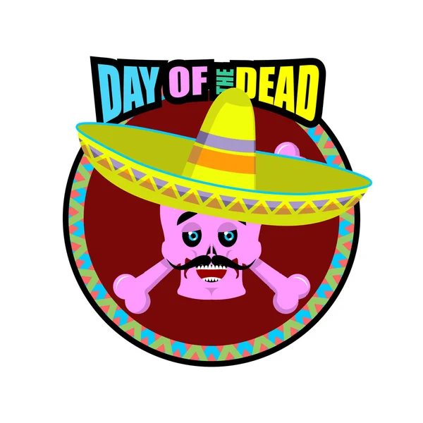 Día de los Muertos esqueletos y sombrero. Cráneo multicolor en M — Archivo Imágenes Vectoriales