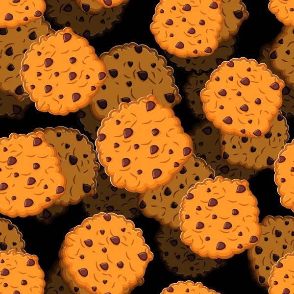 Cookies Muster 3d. Kekse mit Schokotropfen ornamentierten. Kekse — Stockvektor