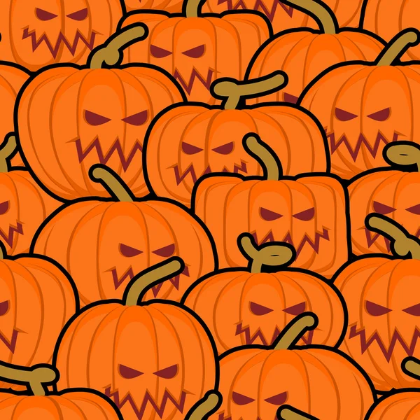 Patrón sin costuras de calabaza. Fondo de Halloween. Hortalizas aterradoras — Vector de stock