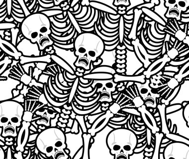 Sinners seamless pattern. Skeleton in Hell background. Ornament  clipart